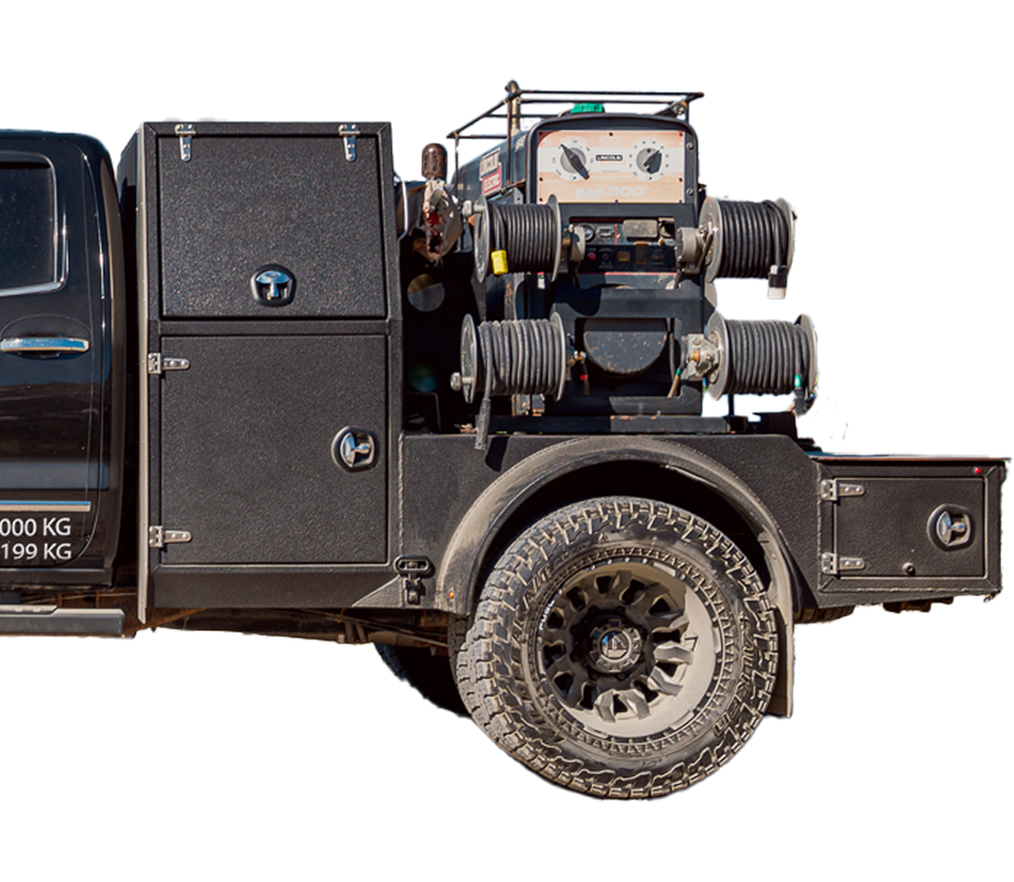 A truck loaded with reels from Revel Industries, showcasing its robust design and industrial utility